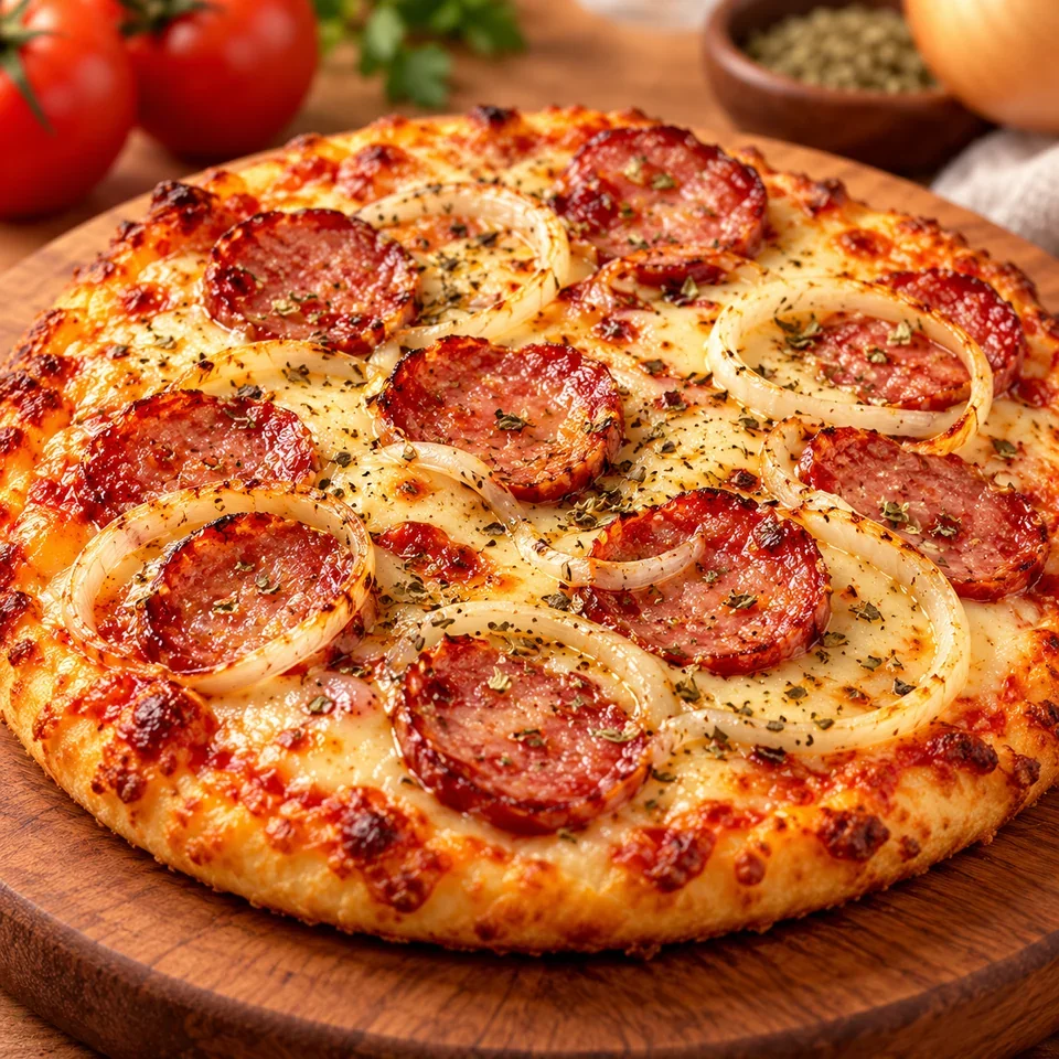 Pizza de calabresa feita na Air Fryer