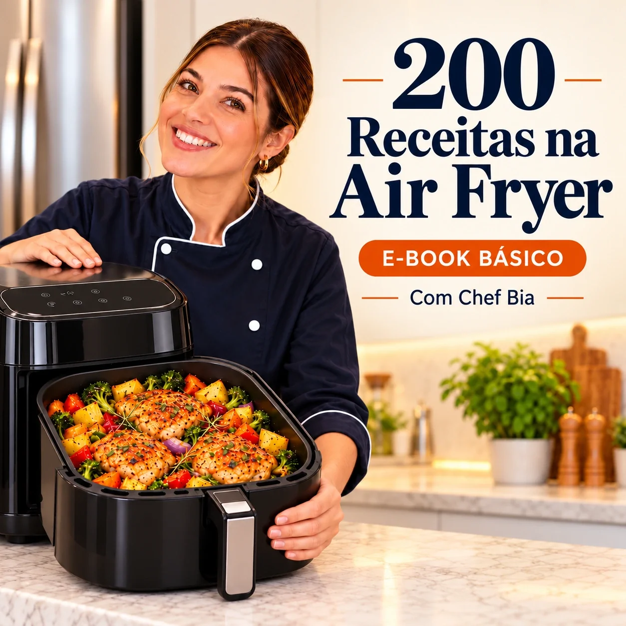Capa do e-book Básico 200 Receitas na Air Fryer